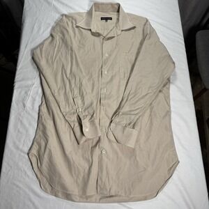 Robert Talbott Dress Shirt Mens 15.5-32 Tan Micro Check Good USA Preppy Business